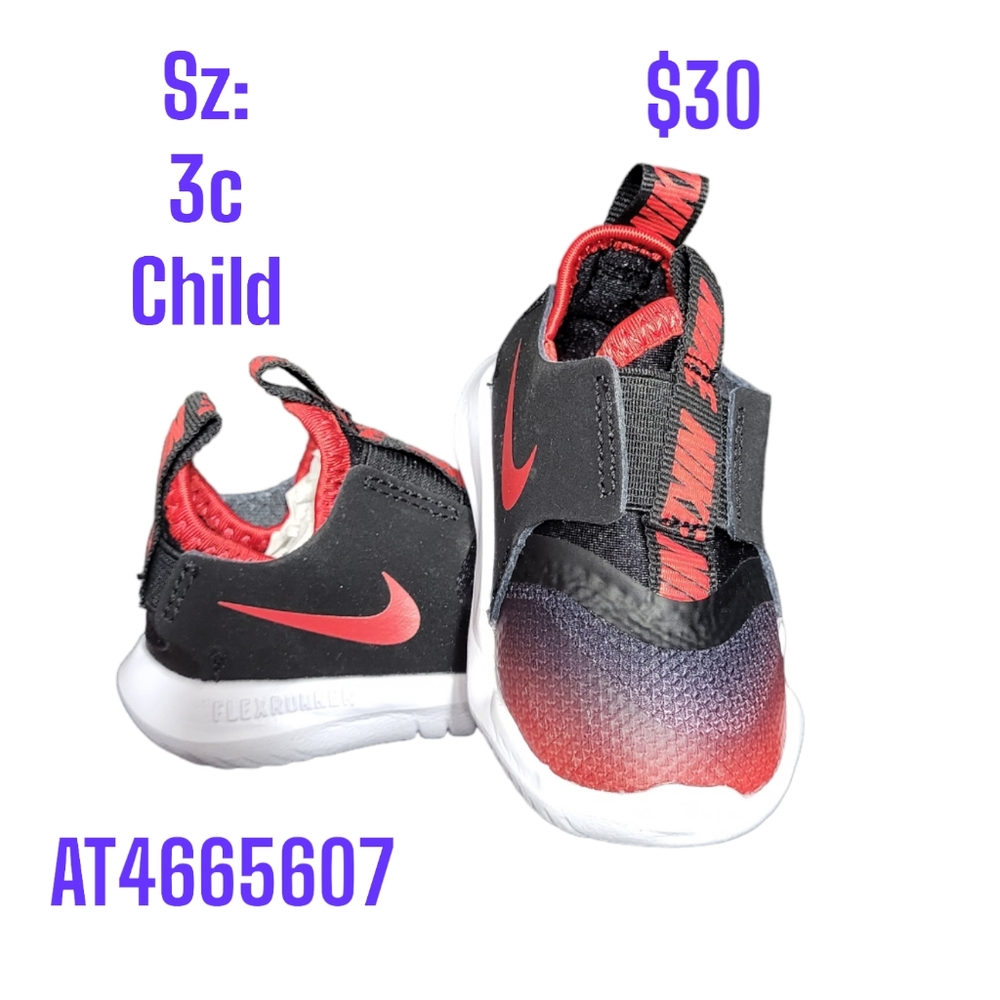 Nike Infant / Baby / Sneaker / Shoe Sz 3c Red & Black NIKE FLEX  (TD) NWT